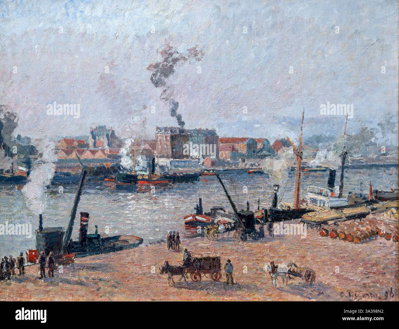 Misty Morning, Rouen von Camille Pissarro (1830-1903), Öl auf Leinwand, 1896 Stockfoto