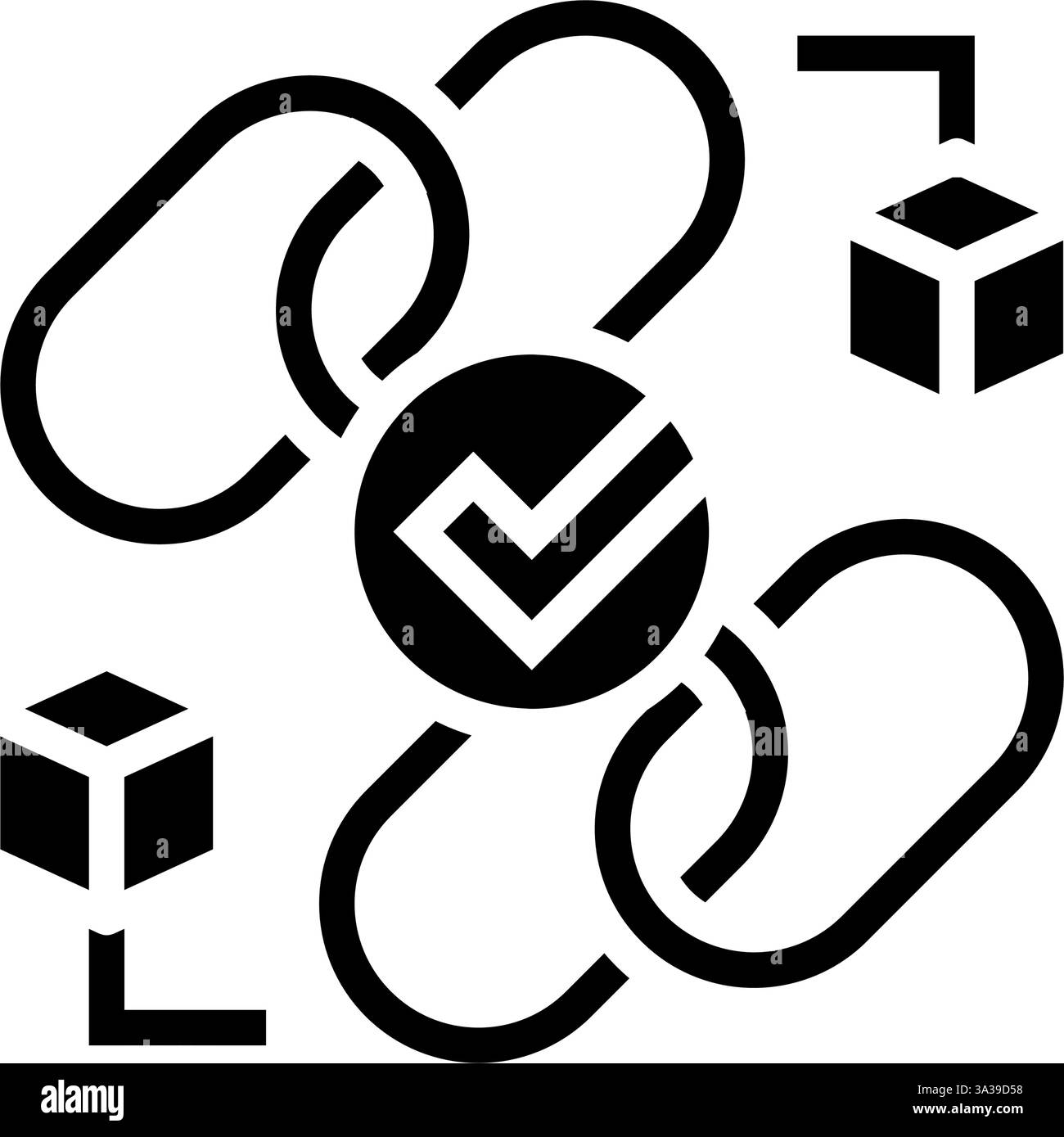 Kettenübergreifende Kompatibilität dezentralisierte Anwendung Glyphen-Symbol-Illustration Stock Vektor