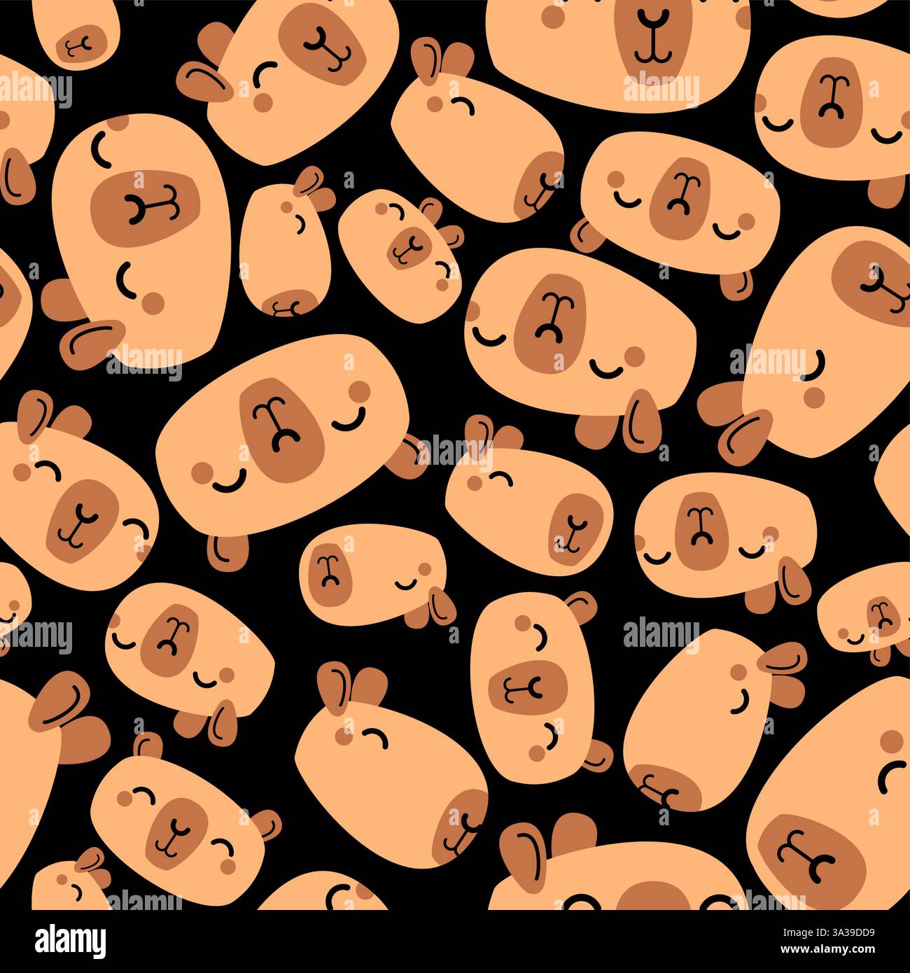 Nahtloses Capybara-Muster. Capybaras Hintergrund. Verzierung aus Kinderstoff Stock Vektor