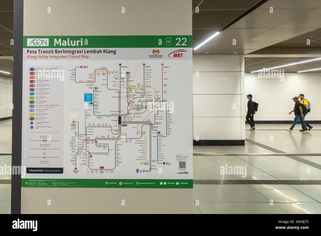 Eine Karte der MRT-Station Bukit Bintang in Kuala Lumpur, Malaysia. Die Karte ist Teil des integrierten Transitsystems Klang Valley Stockfoto