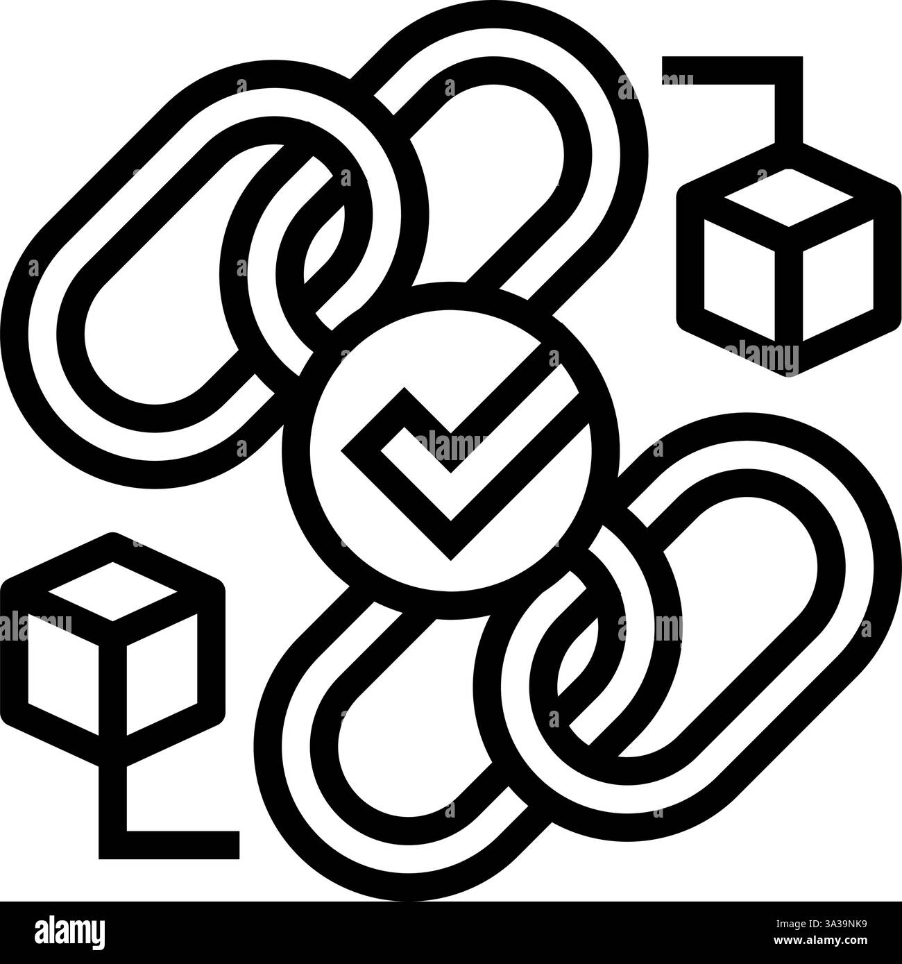 Cross-Chain-Kompatibilität dezentrale Anwendungslinie Symbolvektor-Illustration Stock Vektor