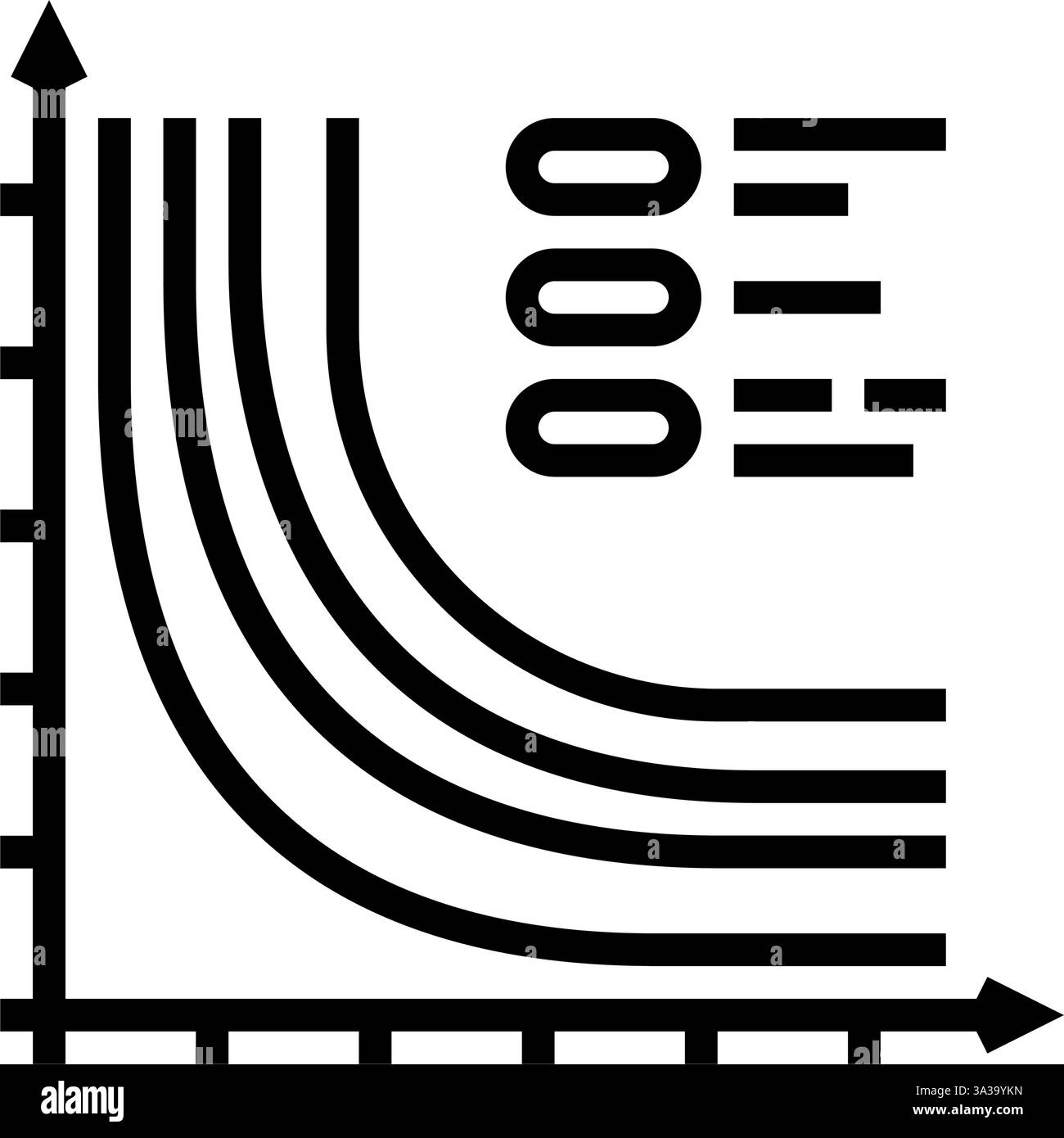 Verlustfunktionsdiagramm Maschinelles Lernen, Linie, Vektorillustration Stock Vektor