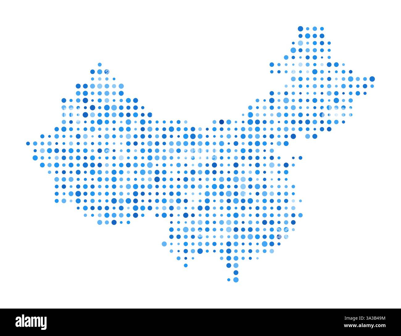 China Dot Map. Digitale Country-Form. Vektorbild China. Blaue kreisförmige Punkte in Country-Form. Kreative Vektorillustration. Stock Vektor