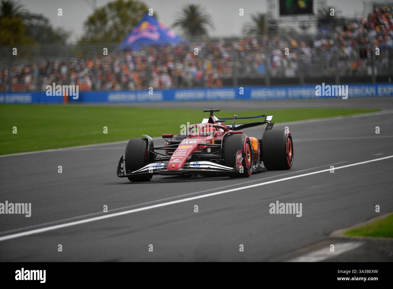 MELBOURNE, AUSTRALIEN, 15. März 2025. Im Bild: Ferrari Formel-1-Pilot Charles Leclerc (MCO) 16, der im Qualifying für das Rennen am Sonntag während des Freien Trainings 3 bei der australischen Runde der Formel-1-Weltmeisterschaft 2025 den 7. Platz belegte. Karl Phillipson / Alamy Live News Stockfoto