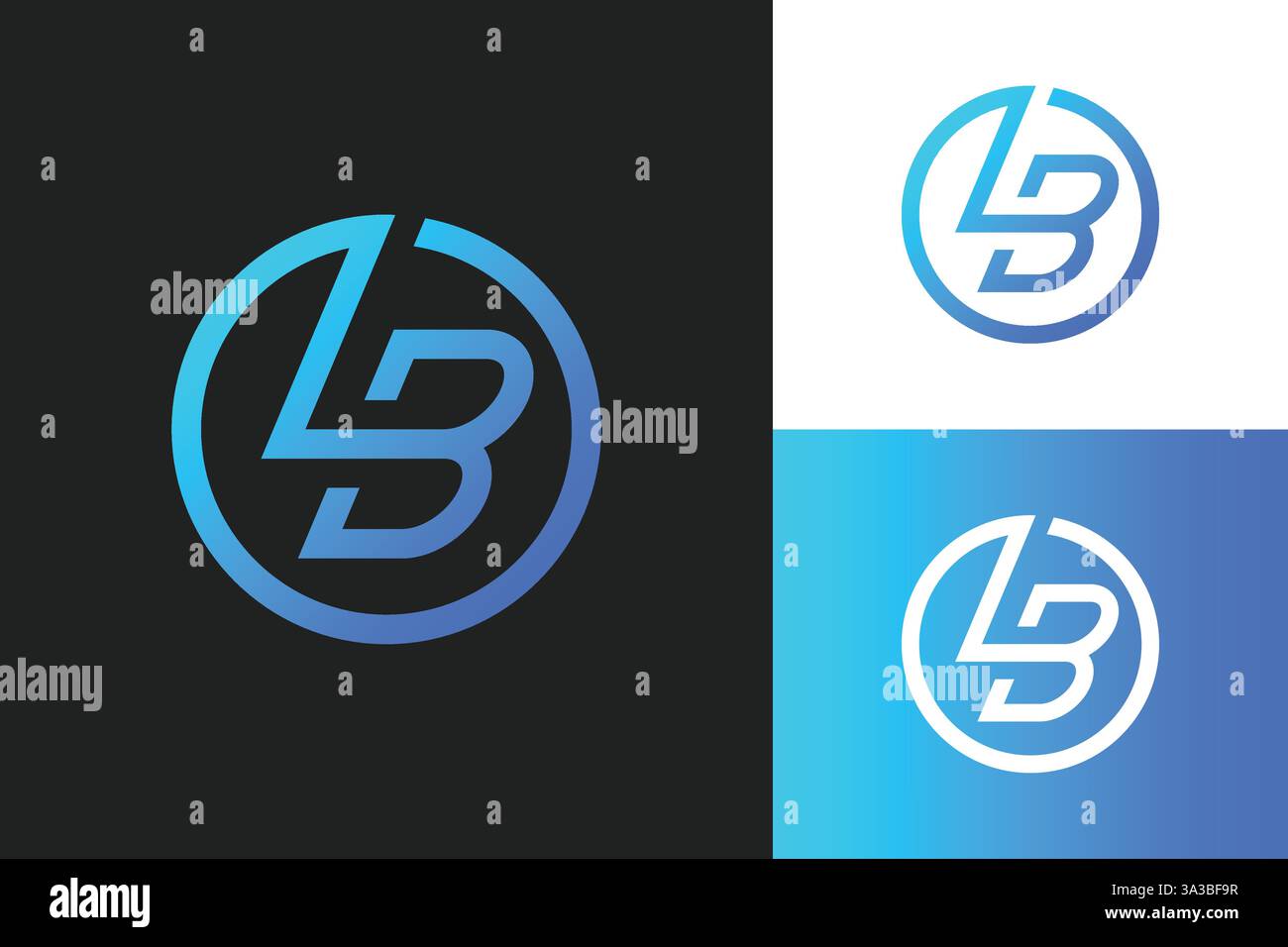 LB-Logo Moderne Monogramm erste Markenidentität bei Linear Circle Shape Stock Vektor