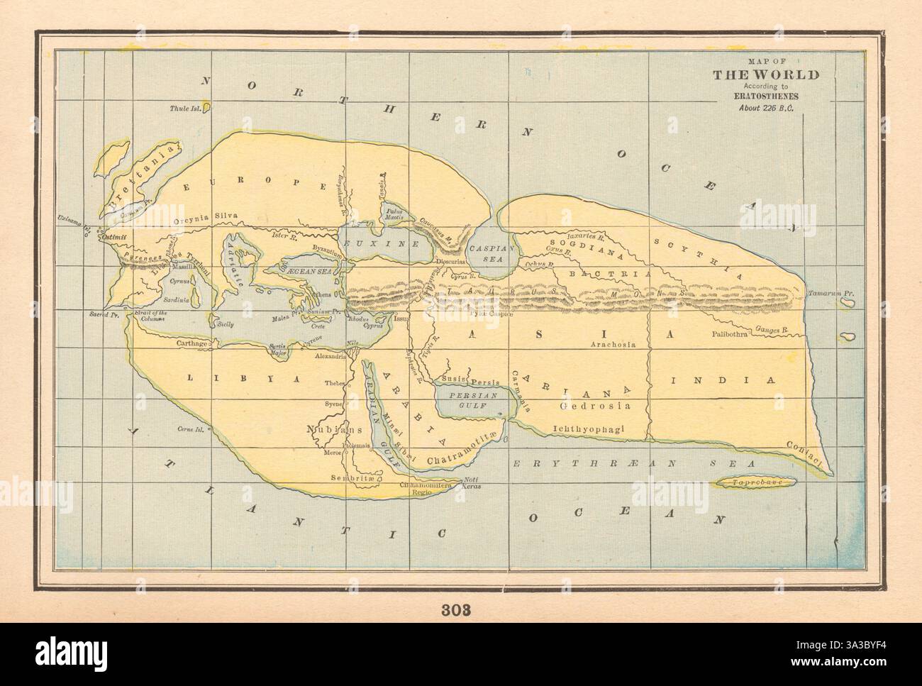 Karte der Welt nach Eratosthenes, um 225 v. Chr. CRAM 1894 alt Stockfoto