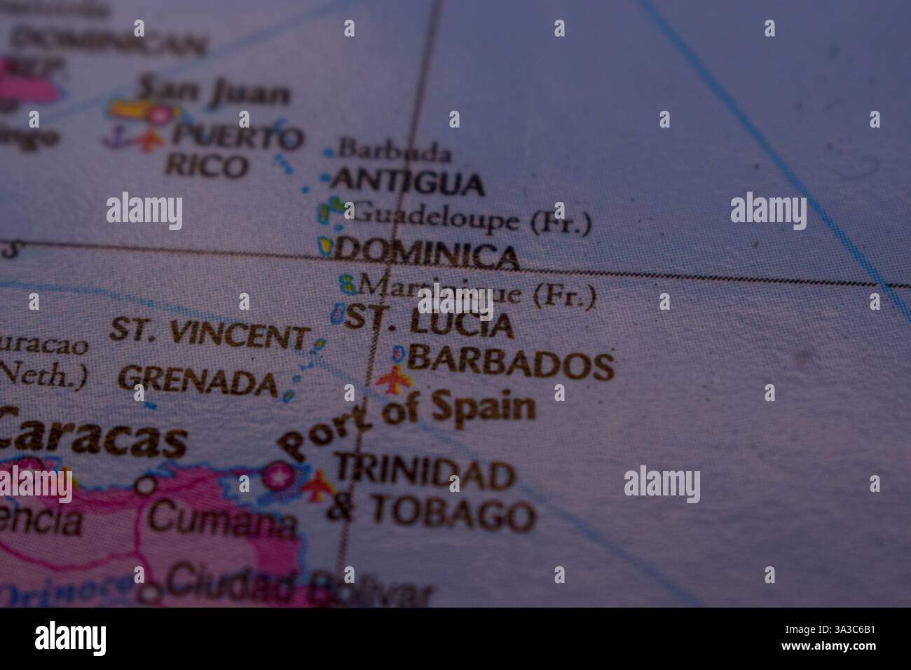 St. Lucia Auf Der Weltkarte - Geo Politische Karte Stockfoto