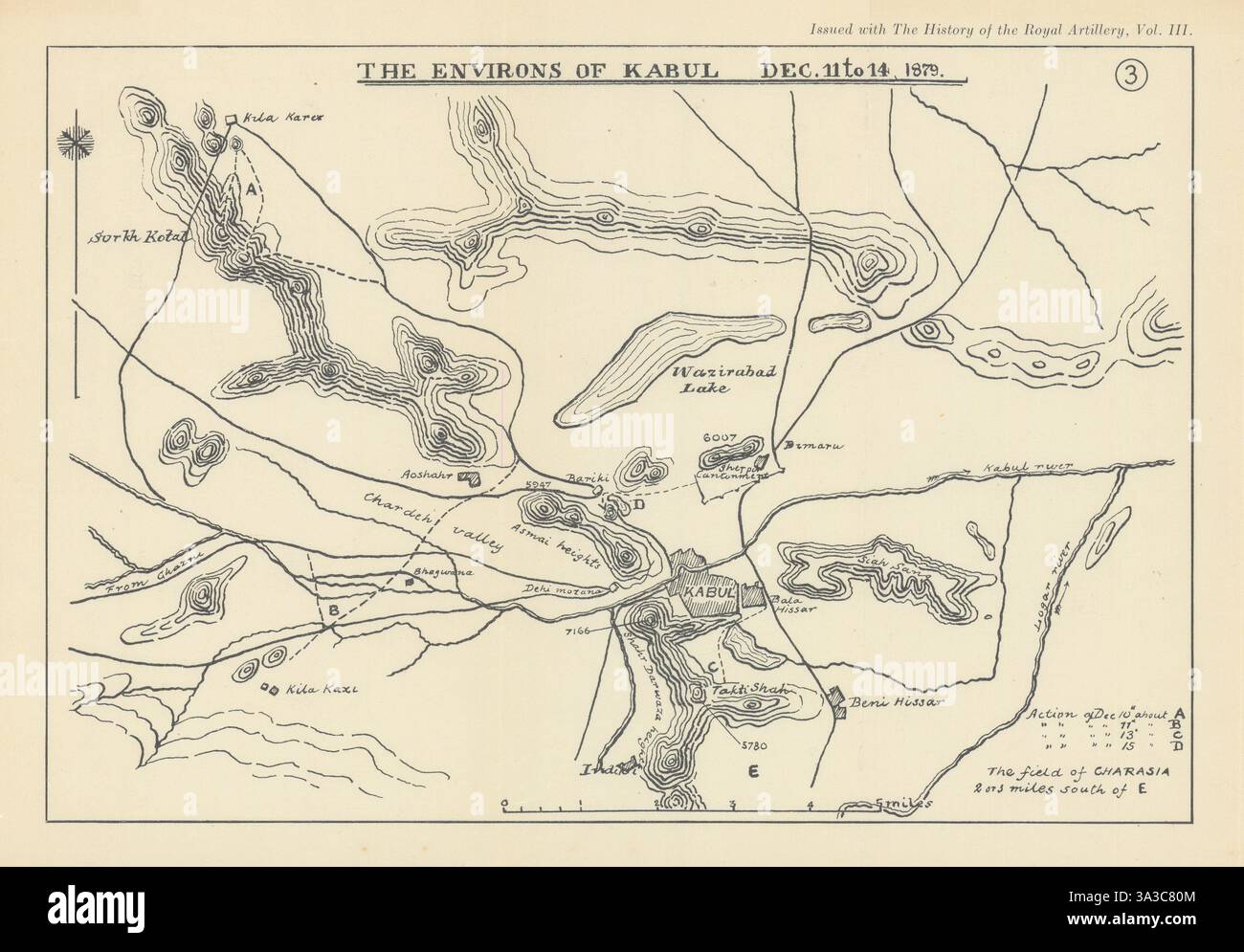 Belagerung des Sherpur Kantonments. Kabul 1879. 2. Anglo-afghanischer Krieg 1937 alte Karte Stockfoto