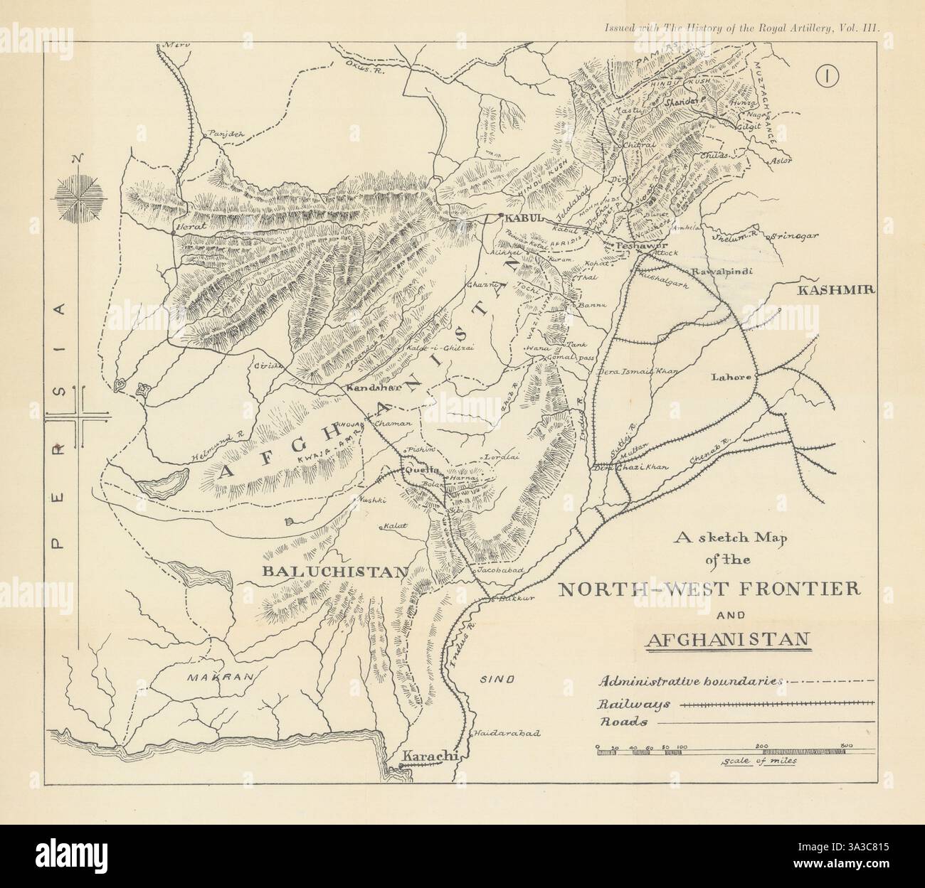 Nordwestgrenze Und Afghanistan. 2nd Anglo-Afghan war (1878–1880) Karte 1937 Stockfoto