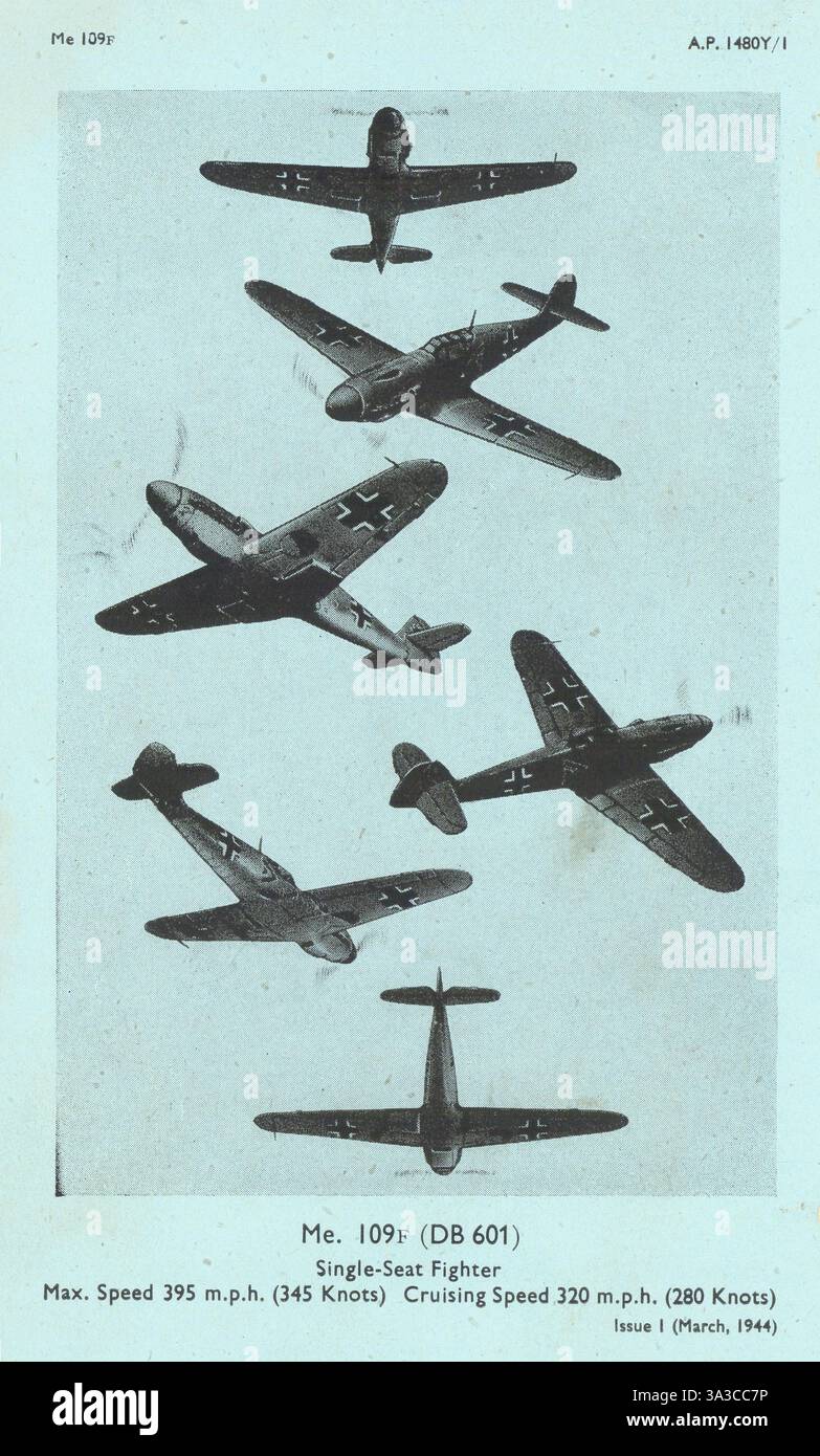 Messerschmitt Me 109F. Luftministerium Flugzeugerkennungsfotos 1944 Stockfoto