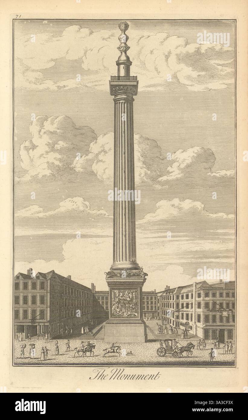 Das Denkmal von William Henry Toms 1760 altes altes altes Vintage-Druckbild Stockfoto