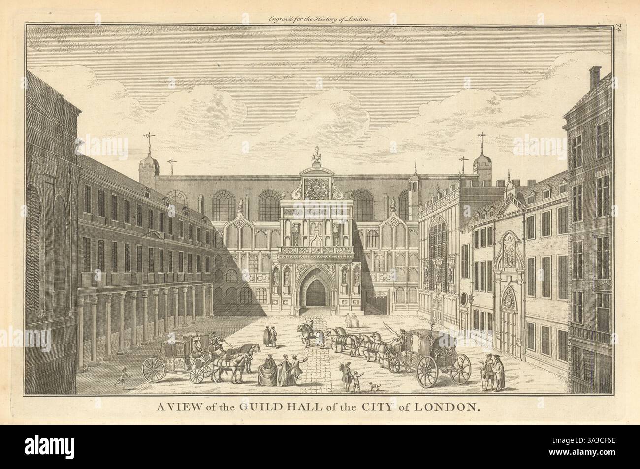 A View of the Guildhall of the City of London von William Henry Toms 1760 Stockfoto