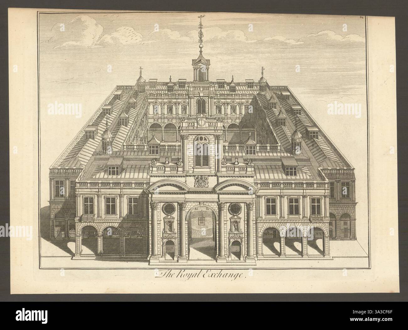 The Royal Exchange von William Henry Toms 1760 altes antikes Druckbild Stockfoto