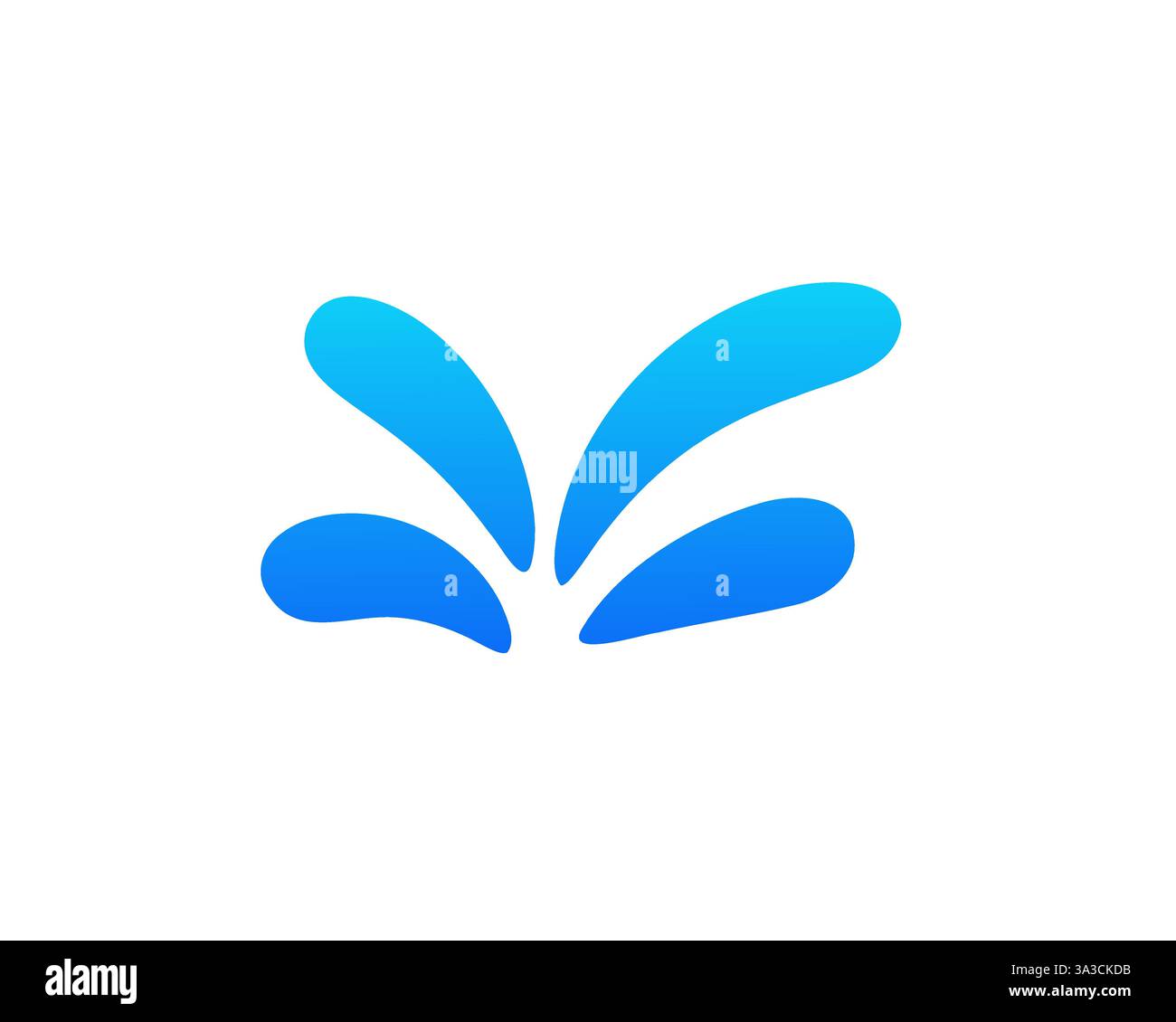 Abstraktes blaues Wasserspritzsymbol auf weißem Hintergrund, das fließende und bewegliche Design reflektiert Stock Vektor