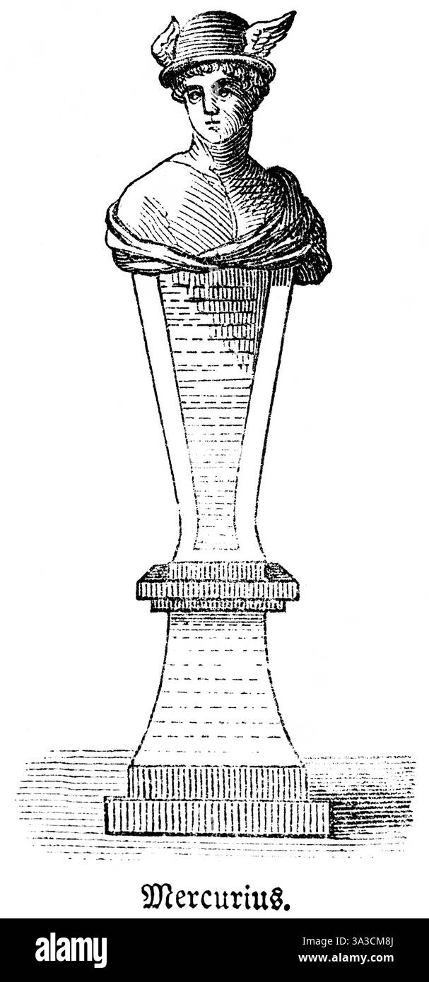 Mercurius, Gesandter der Götter der alten Griechen und Römer, Bibel, historische Illustration, Biblisches Handwoerterbuch 1862 Stockfoto