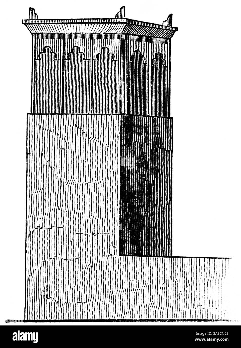 Architektur, Leben in heißem Klima, Wohnturm ohne offene Fenster nach außen, klimafreundlich, Erdbau, konstantes Inneres tempe Stockfoto
