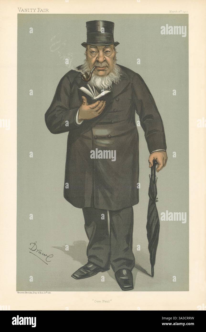 VANITY FAIR SPION CARTOON der südafrikanische Präsident Paul Kruger „Oom Paul“ 1900 Stockfoto