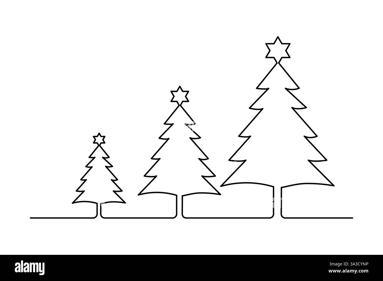 Weihnachtsbaum durchgehende einzeilige Zeichnung des minimalistischen Vektordesigns Stock Vektor