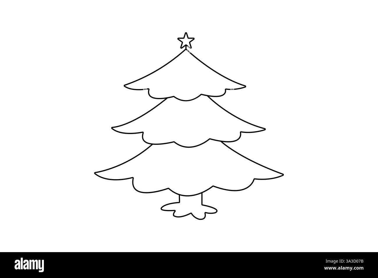Weihnachtsbaum durchgehende einzeilige Zeichnung des minimalistischen Vektordesigns Stock Vektor