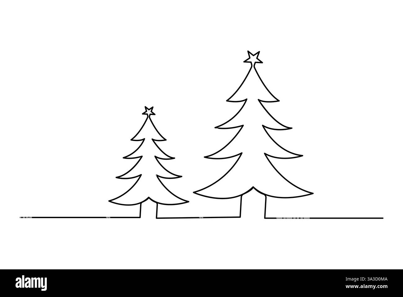 Weihnachtsbaum durchgehende einzeilige Zeichnung des minimalistischen Vektordesigns Stock Vektor