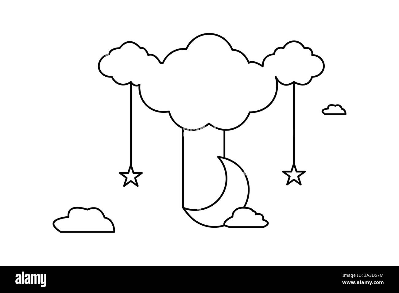Durchgehende einzeilige Wolke und Sonnenzeichnung der isolierten Konturvektordarstellung Stock Vektor