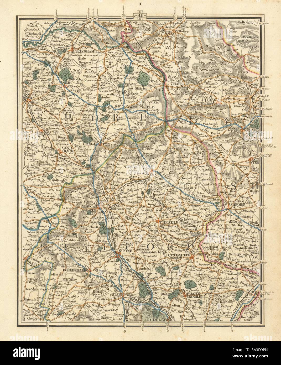 CHESHIRE-MITARBEITER. Tatton Alderley Edge Wilmslow Mottram St. Andrew. CARY 1824-Karte Stockfoto