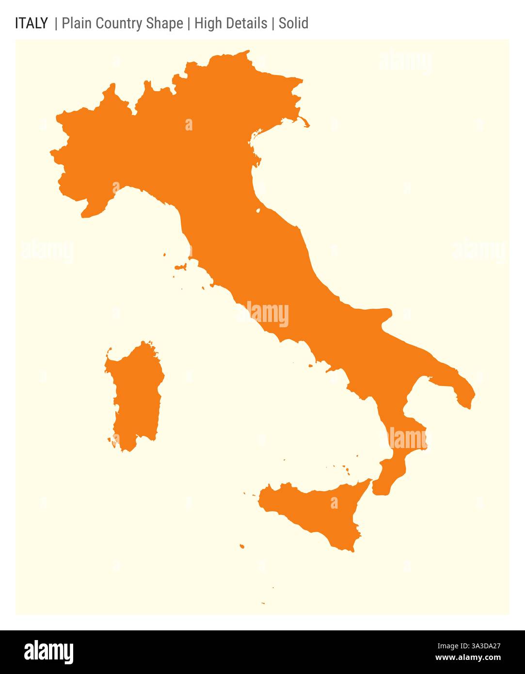 Italien einfache Landkarte. Hohe Details. Solide Ausführung. Die Form Italiens. Vektorabbildung. Stock Vektor