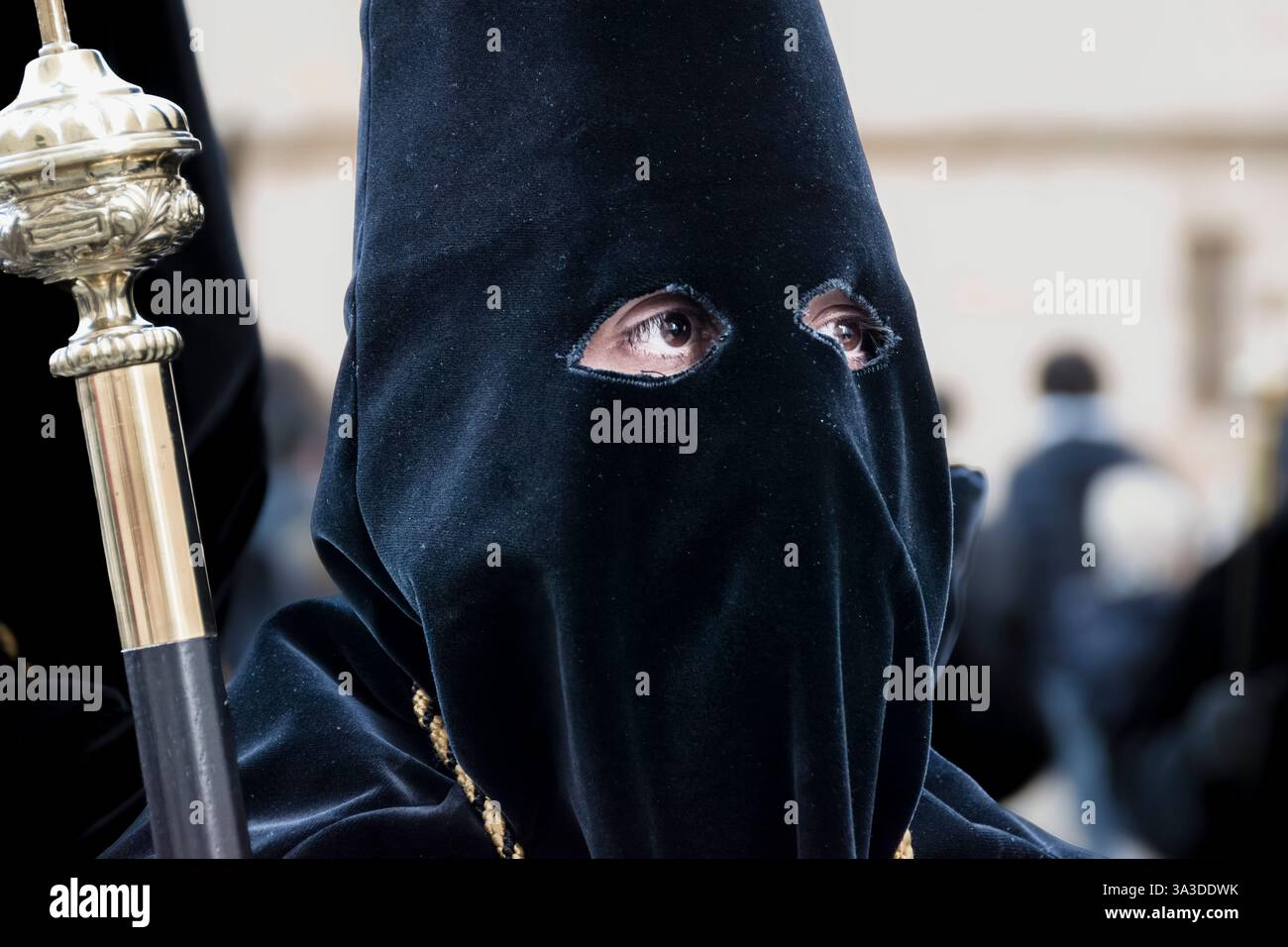 Zamora, Spanien, 29. März 2024: Glaube und Hingabe: Echos der Anonymität in Zamoras Prozessionen Stockfoto