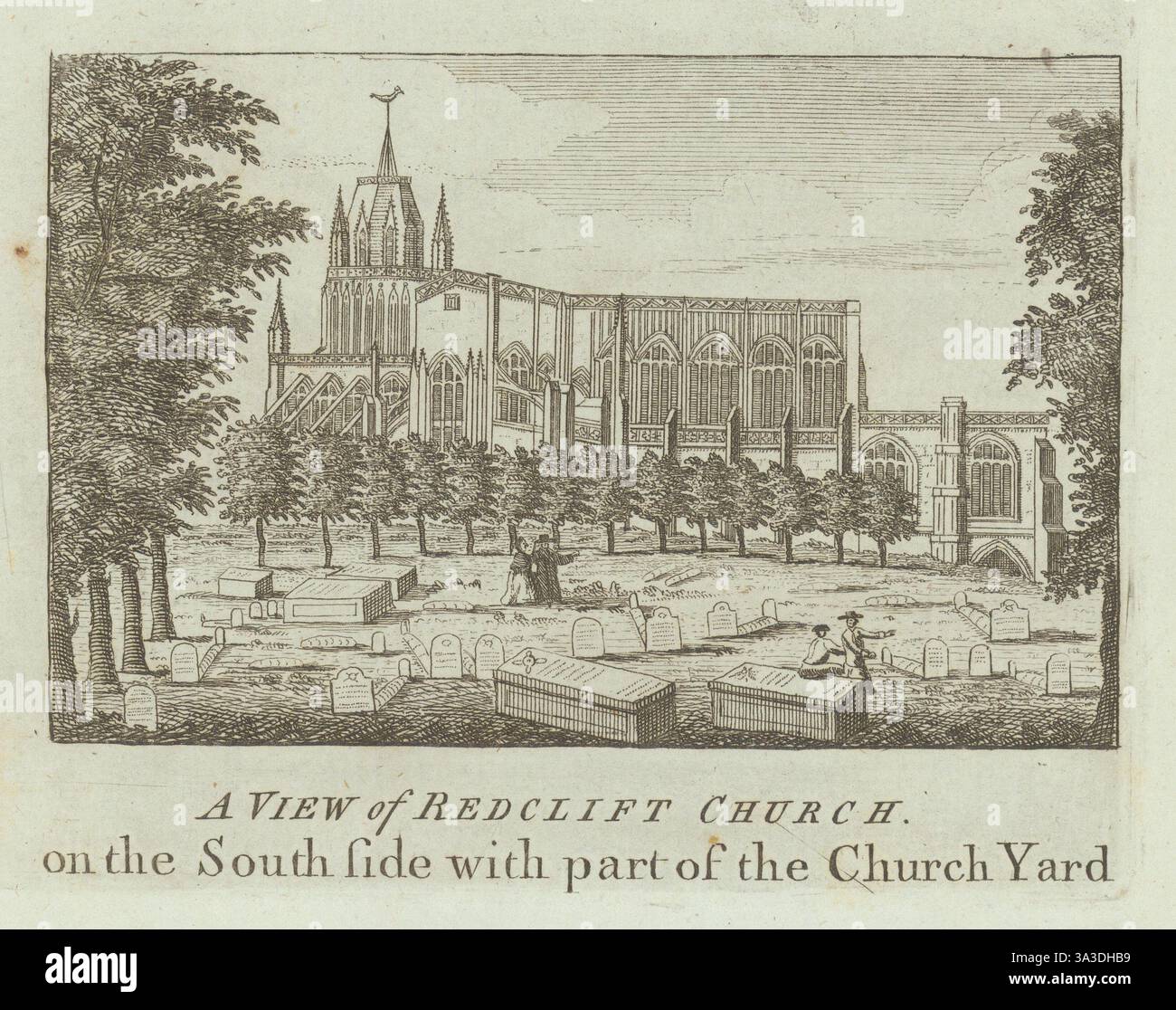 Redclift Kirche… Mit einem Teil des Kirchengartens. St. Mary Redcliffe, Bristol 1789 Stockfoto