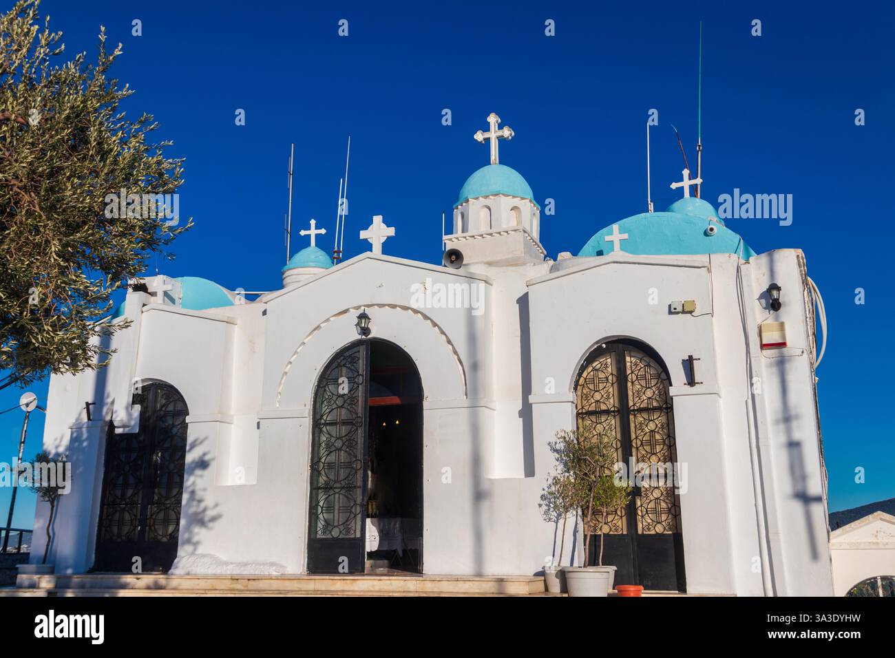 St. George Kapelle auf dem Lycabettus Hügel in Athen, Griechenland Stockfoto