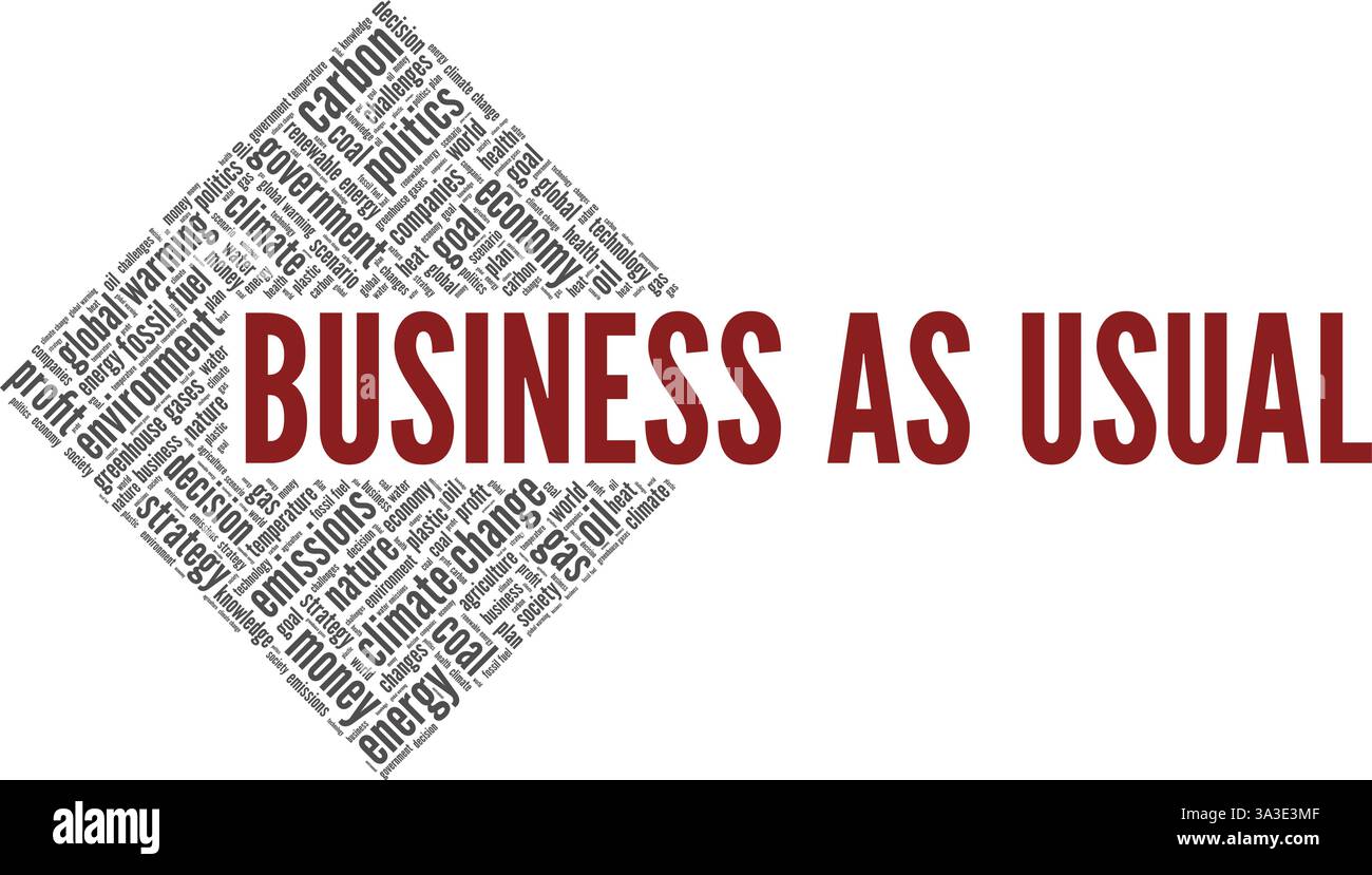 BAU - Business as usual Vector Illustration Wortwolke isoliert auf weißem Hintergrund. Stock Vektor