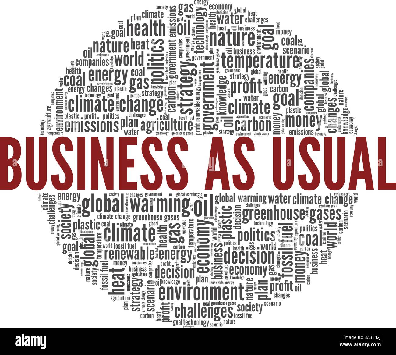 BAU - Business as usual Vector Illustration Wortwolke isoliert auf weißem Hintergrund. Stock Vektor