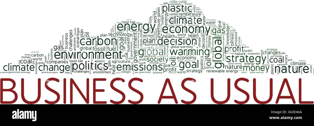 BAU - Business as usual Vector Illustration Wortwolke isoliert auf weißem Hintergrund. Stock Vektor