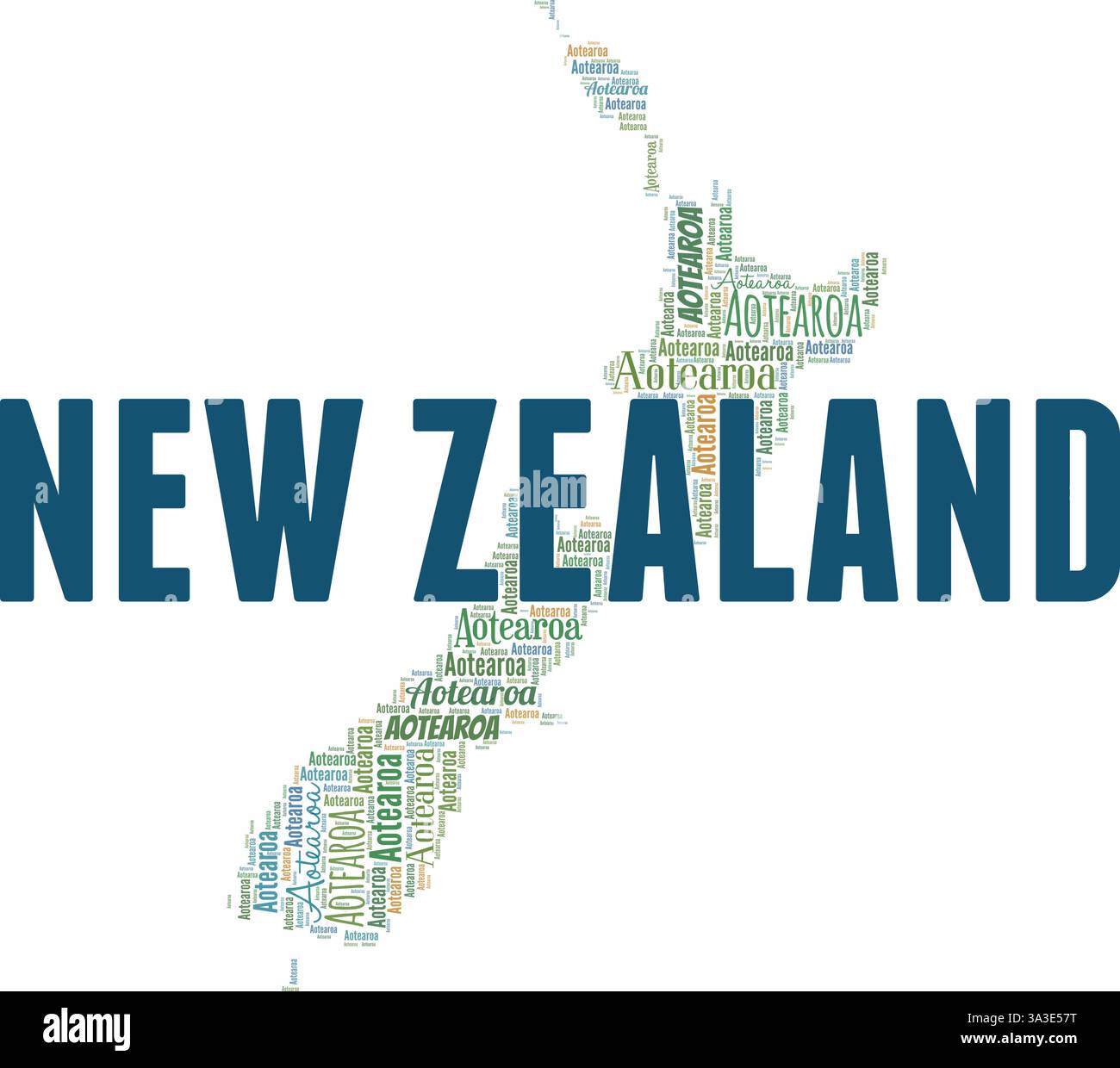 Neuseeland - Aotearoa Vektor Illustration Wort Wolke isoliert auf weißem Hintergrund. Stock Vektor