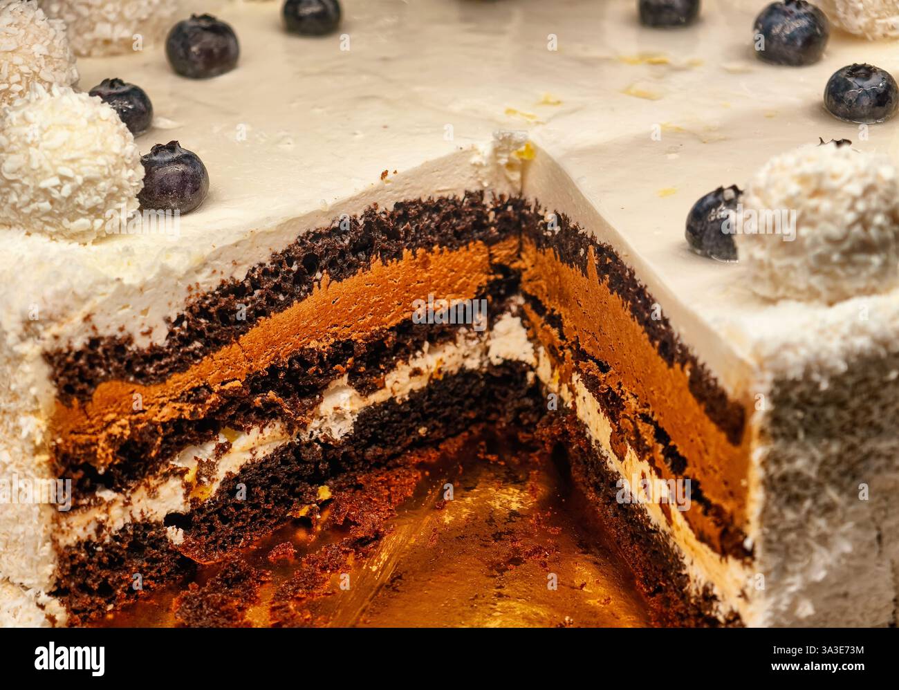 Schlichte Schokolade und Orangenkuchen dekadente Desserts professionelle Lebensmittelfotografie Gourmet Patisserie Premium Baked Treat elegante Präsentation Stockfoto