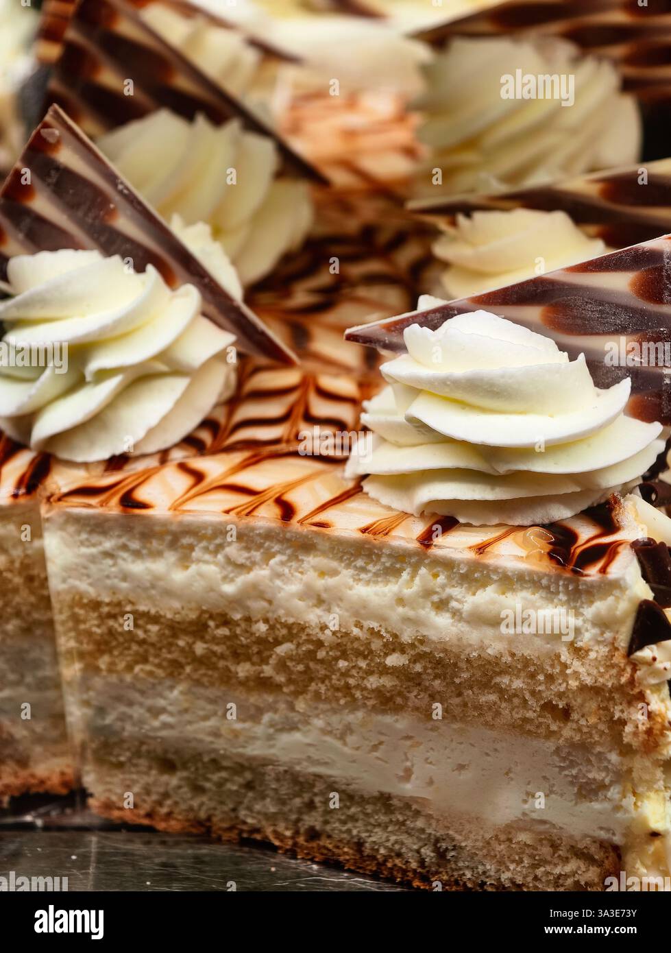 Tiramisu-Dessert In Schichten Cremige Textur Elegante Präsentation Professionelle Lebensmittelfotografie Gourmet-Patisserie Premium Gebackene Leckerli Stockfoto