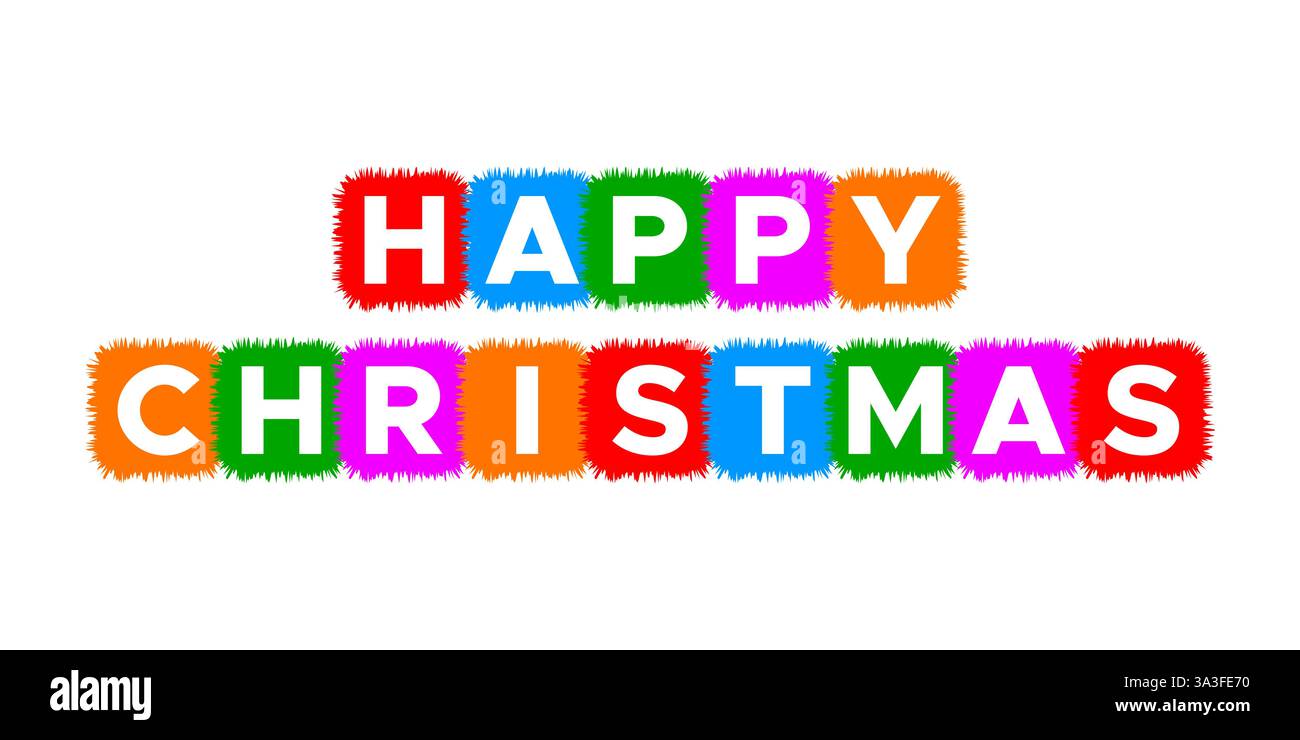 Happy Christmas – bunte Buchstabenwürfel Stock Vektor