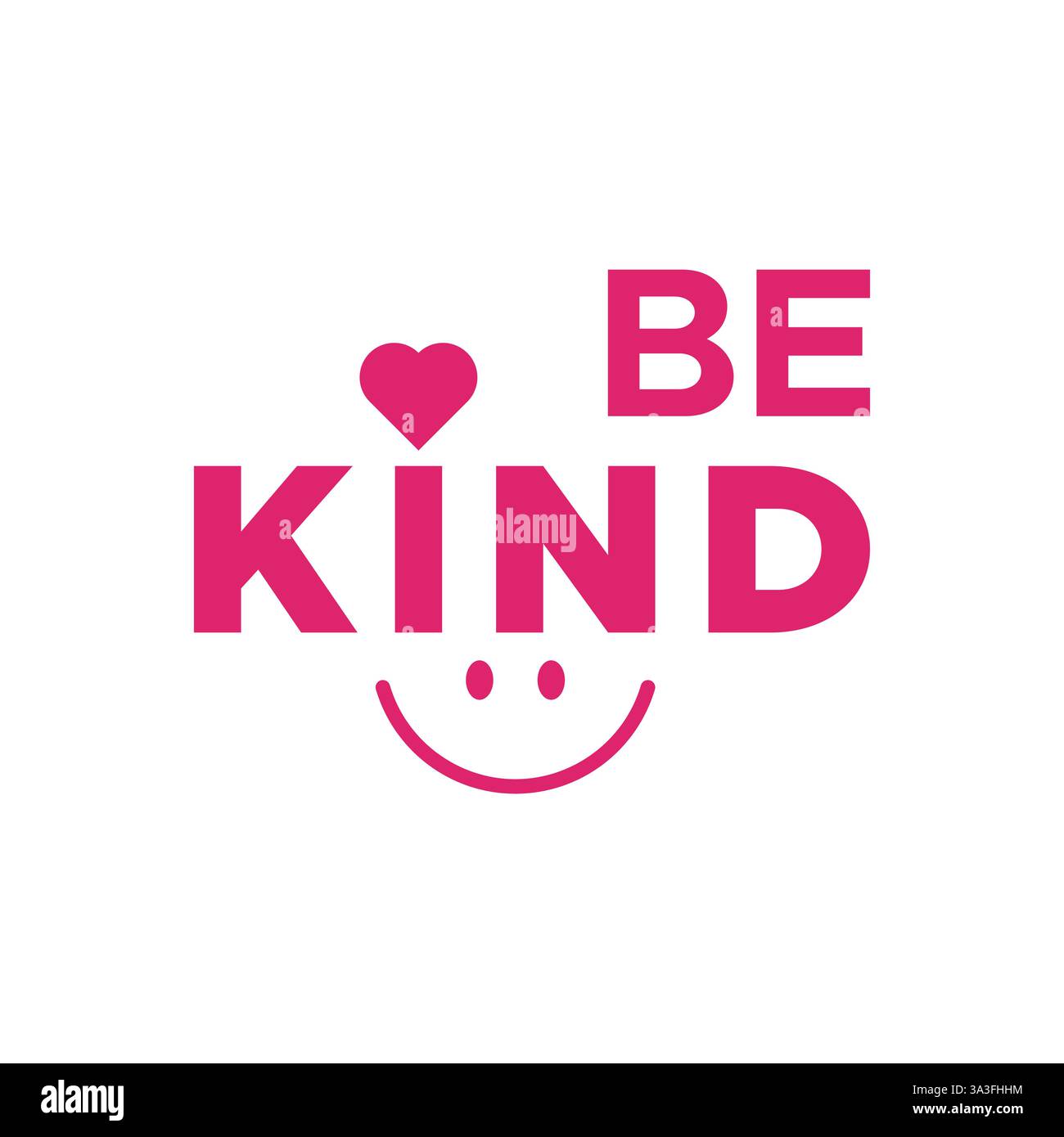 Be Kind Schriftzug Text with Heart and Smile Symbol for Celebration World Gutherness Day. Stock Vektor