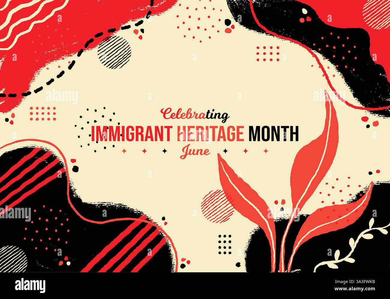 Grunge-Vektor-Illustration Für Den Monat Der Immigranten. National June Awareness New York Celebration Week. Horizontales Bannerdesign. Website Stock Vektor