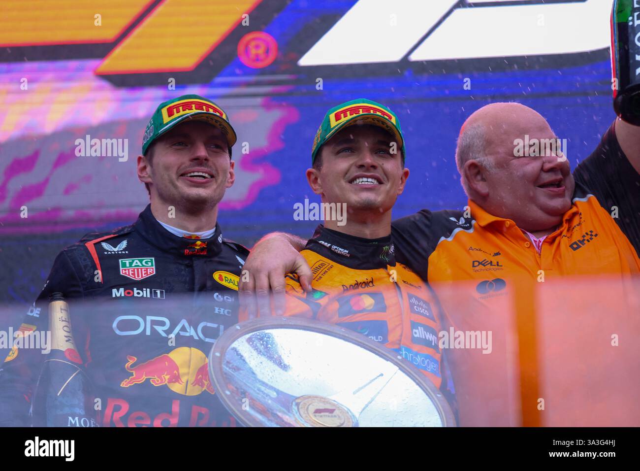 Melbourne, Australien. März 2025. Podium des Rennens während des Formel-1-Rennens Louis Vuitton Australian Grand Prix 2025; Albert Park, Melbourne, Australien, 14. Bis 16. März 2025 Credit: Alessio de Marco/Alamy Live News Stockfoto