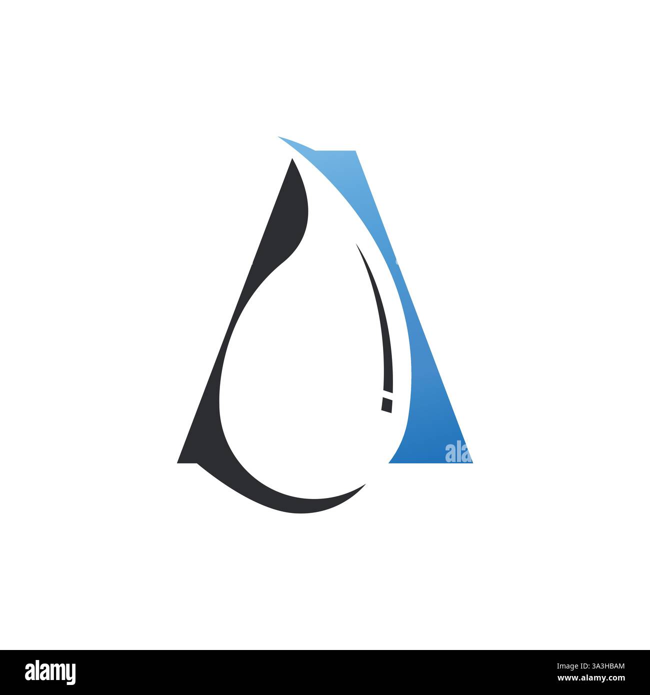 Buchstabe A Logo Wassertropfen Negativraum. Creative Letter A Aqua Concept Logo Konzept Design mit negativem Raumtropfen Wasser, modern, einfach und professionell Stock Vektor