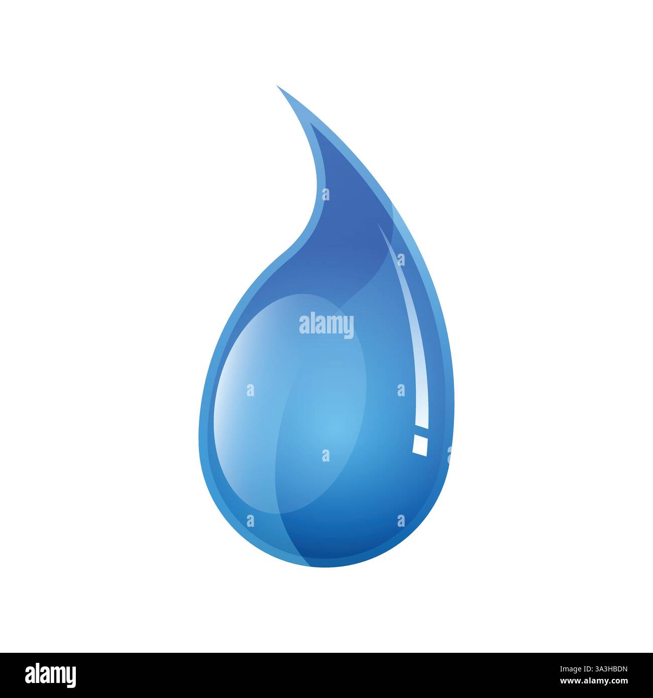 Blau glänzende Wassertropfen. Vector Clean Shiny Blue Drop Nahaufnahme Vorderansicht. Stock Vektor