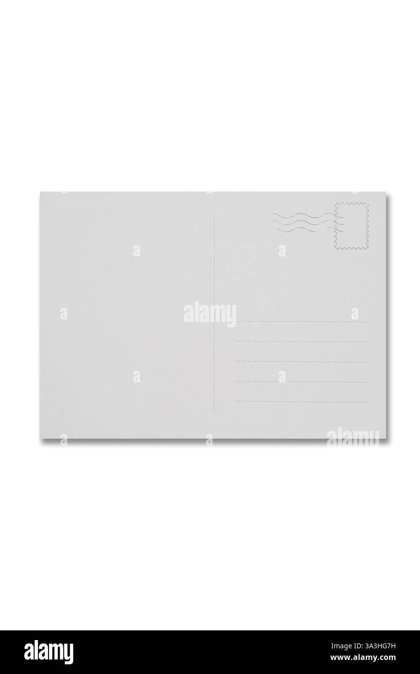 Einfache Postkarte, Rückseite, mit Platz für einen Stempel Stockfoto