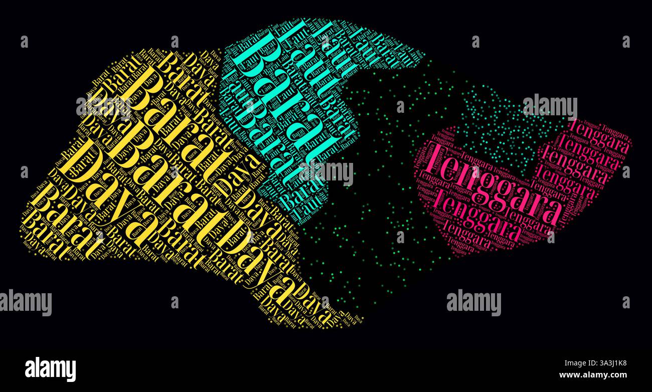 Singapur Word Cloud. Regionale Namen des Landes in englischer Sprache. Helles Neondesign auf dunklem Hintergrund. Stock Vektor