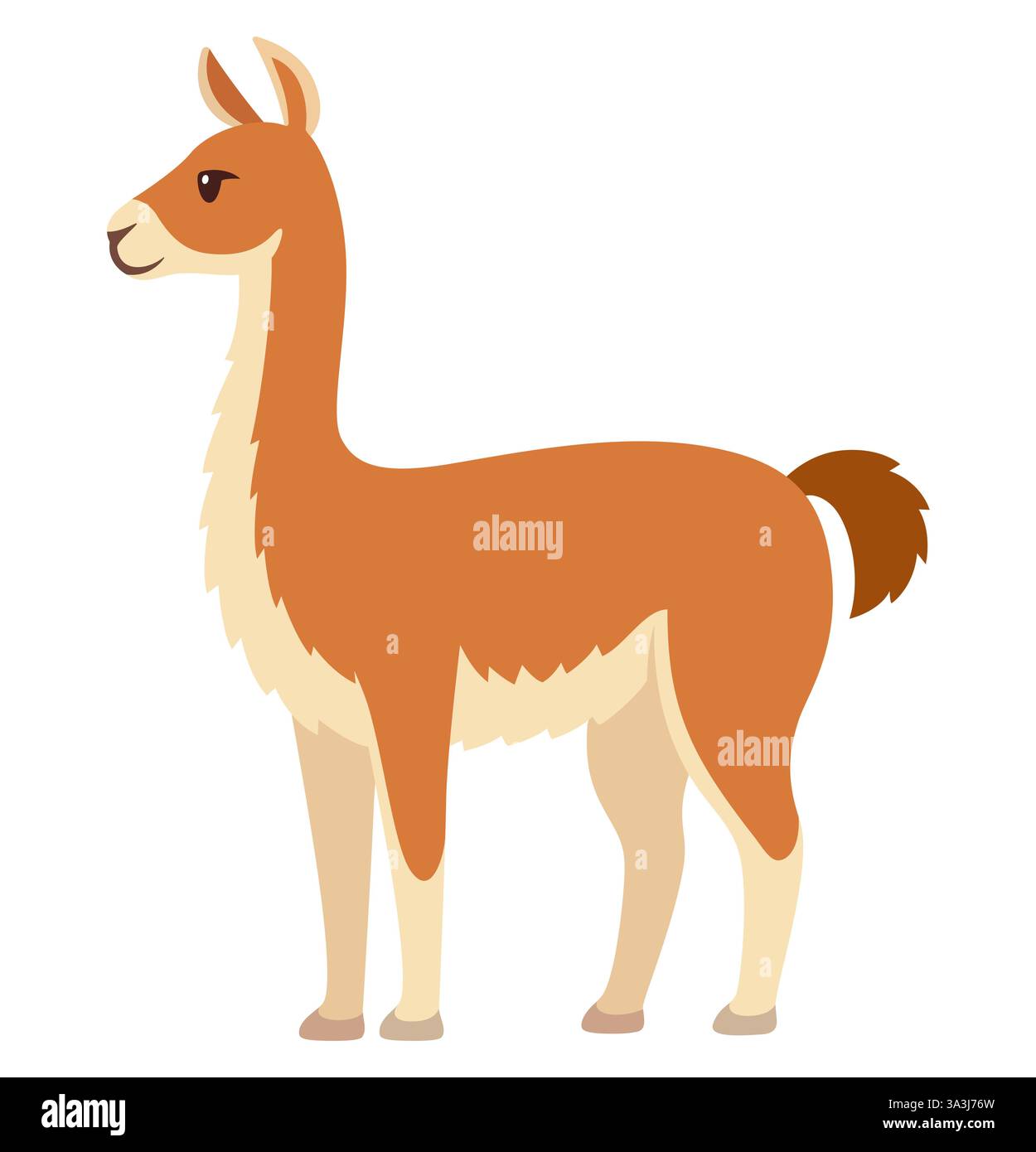 Guanaco (Lama guanicoe) wildes südamerikanisches Lama. Niedliche Zeichentrickvektor-Illustration. Stock Vektor