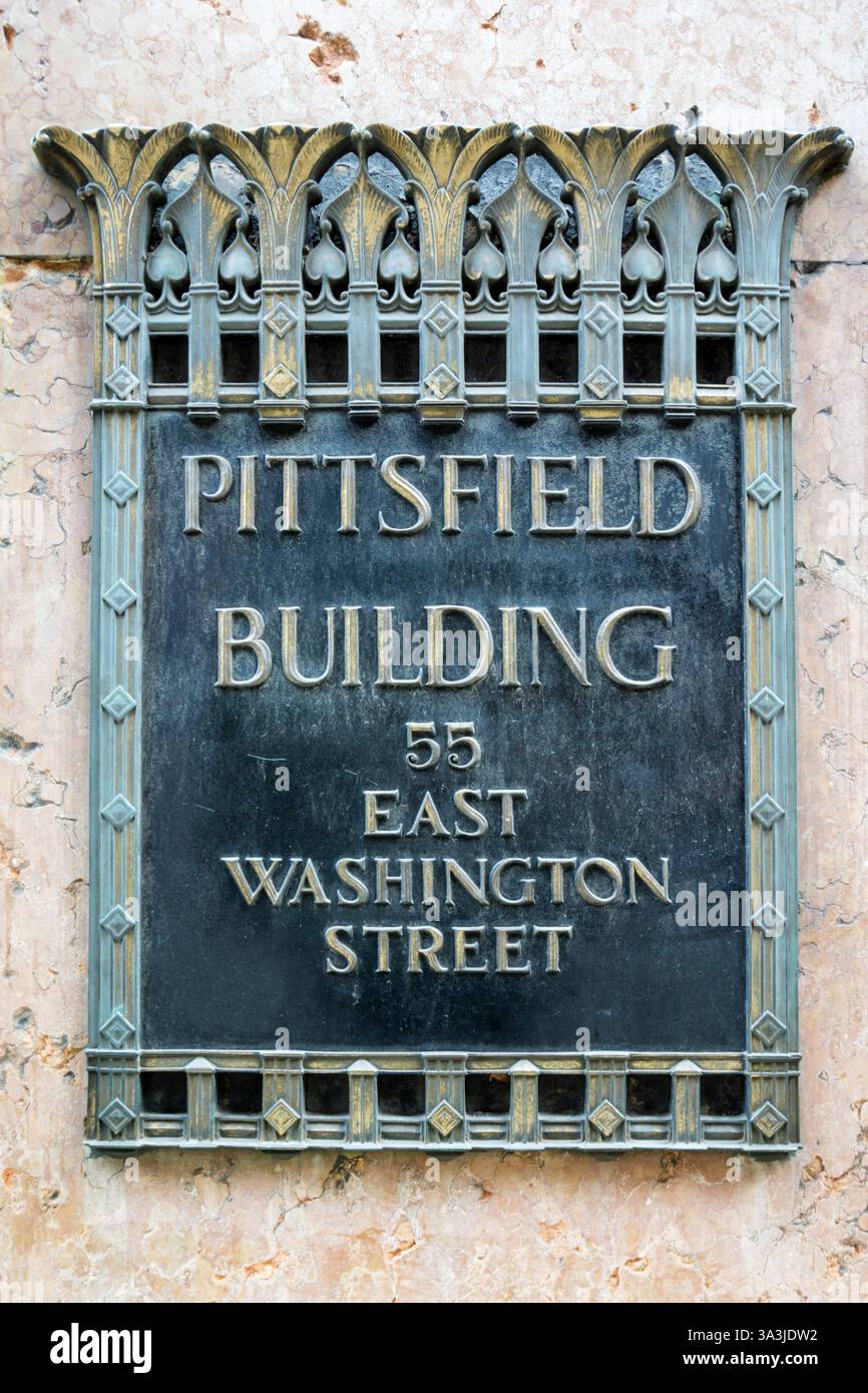 Fahren Sie auf das Pittsfield Building, 55 East Washington Street, Chicago. Stockfoto