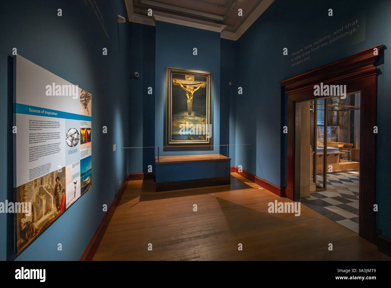 Christus des Heiligen Johannes vom Kreuz von Salvador Dali (1904-1989), Öl auf Leinwand, 1951. Ausgestellt in der Kelvingrove Art Gallery and Museum, Glasgow, Schottland, Großbritannien Stockfoto