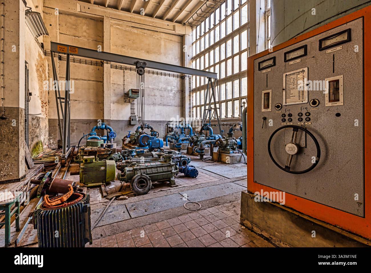 Maschinenhalle Wasserwerk Verlor Plätze Stockfoto