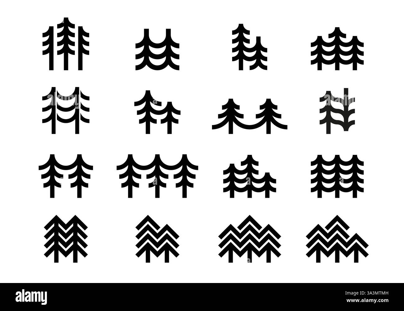 Geometrische Logokollektion Weihnachten, Kiefer, Tanne Stock Vektor