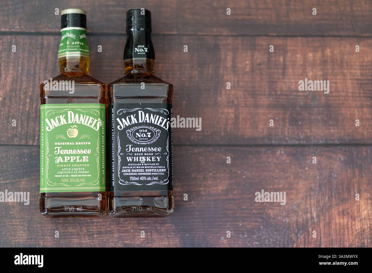 2. Februar 2025: Calgary Alberta Canada – Flaschen Jack Daniels Whiskey Stockfoto